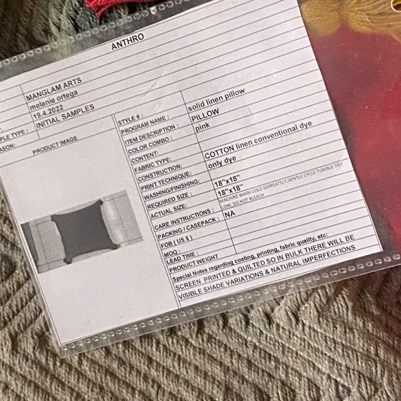 Sample Throw Pillow for Anthropologie 18x18 - Picture 7 of 7